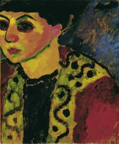 Dam framför den blå bakgrunden - Alexej von Jawlensky