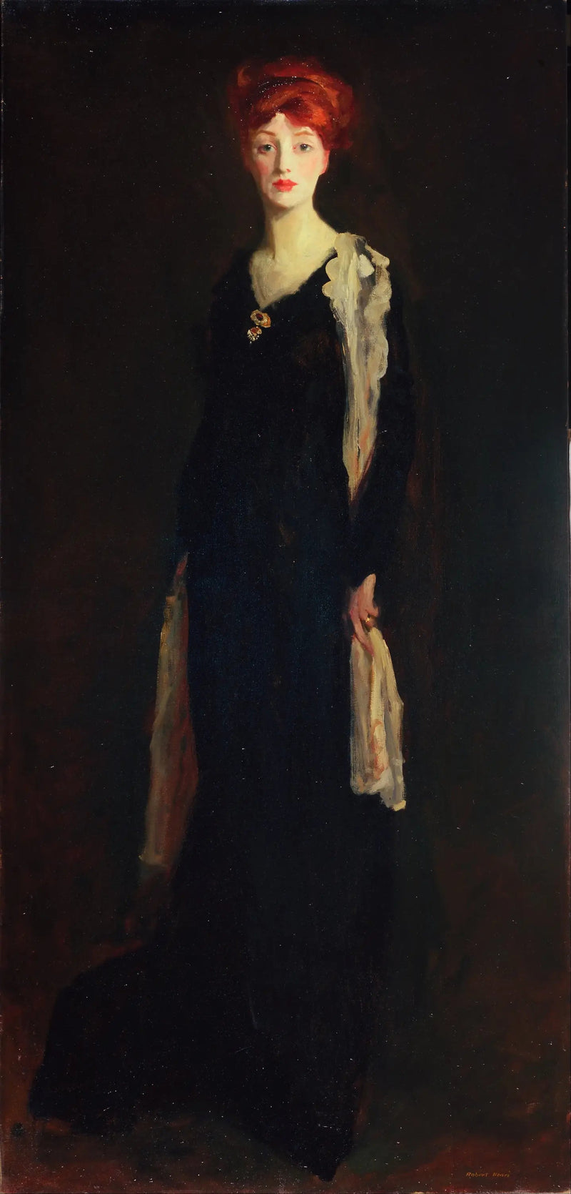 Kvinna i svart med en spansk scarf (O i svart med en scarf) - Robert Henri