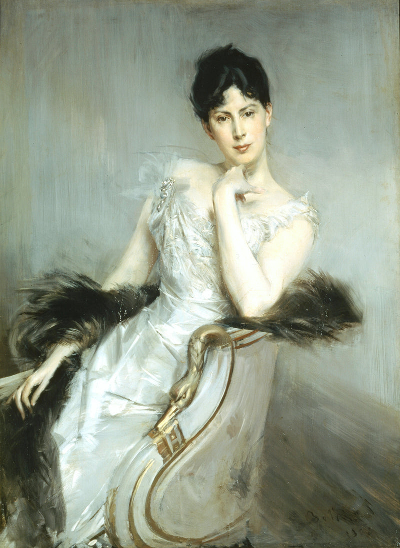 dam i vit klänning - Giovanni Boldini