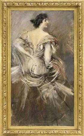 Dam i brun aftonklänning - Giovanni Boldini