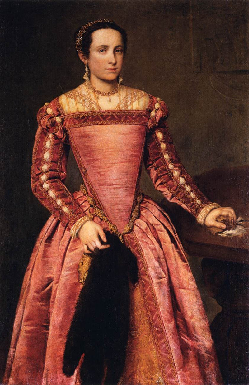 Dam i röd klänning - Giovanni Battista Moroni