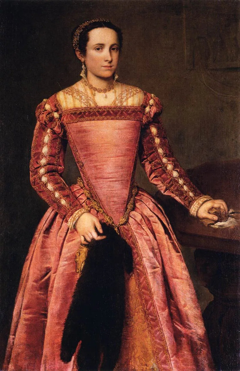 Dam i röd klänning - Giovanni Battista Moroni