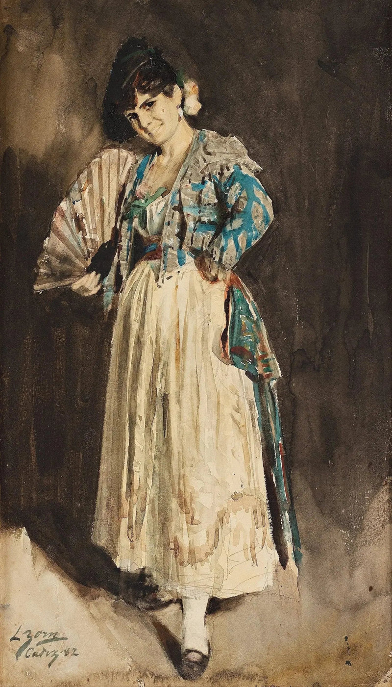 Spansk dam med svart beret - Anders Zorn