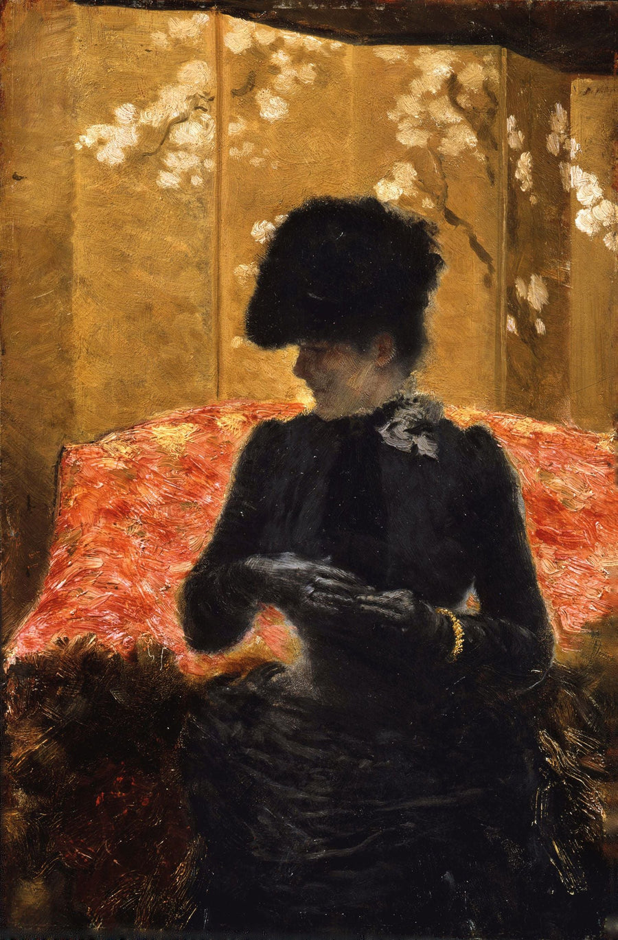 Dame på den röda soffan - Giuseppe De Nittis