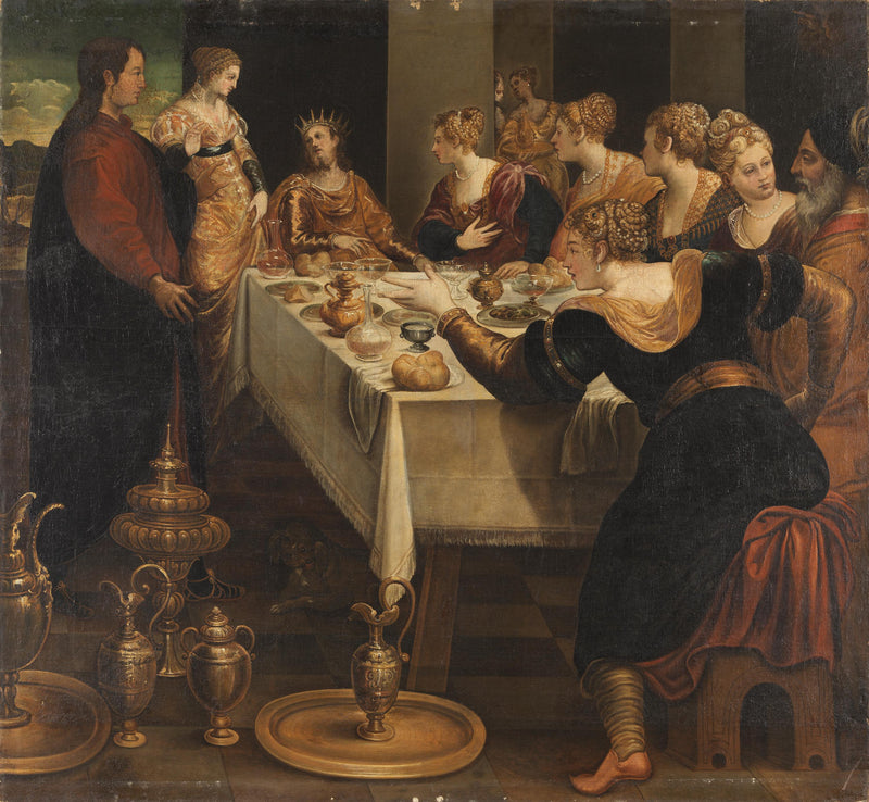 Daniel meddelar Belsazar slutet på sitt imperium - Jacopo Tintoretto