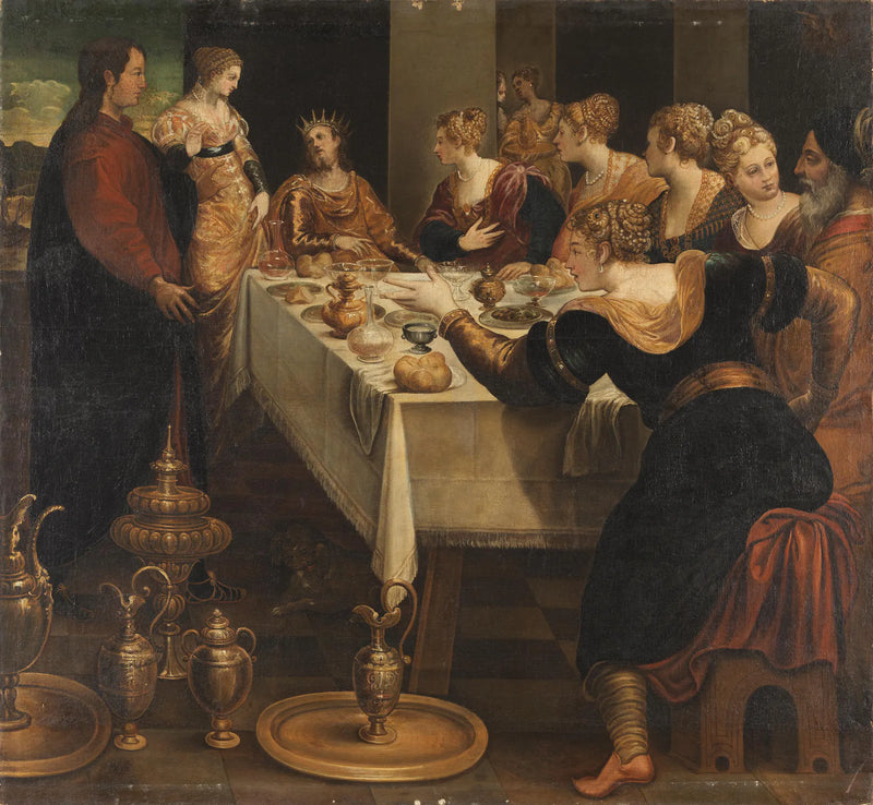 Daniel meddelar Belsazar slutet på sitt imperium - Jacopo Tintoretto