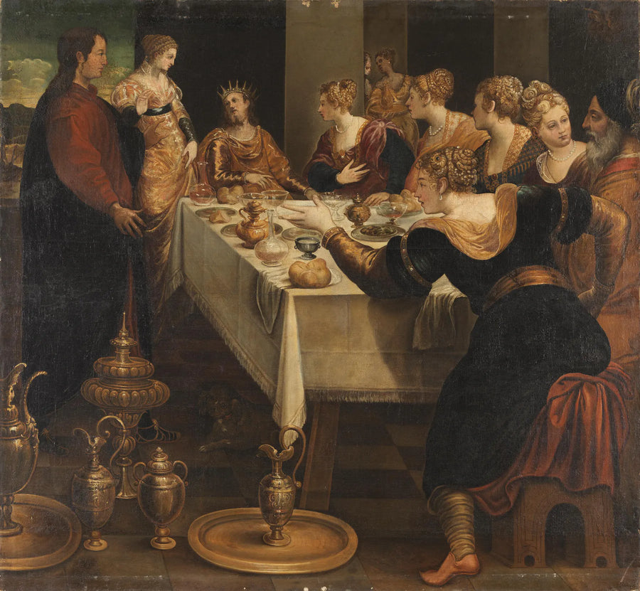 Daniel meddelar Belsazar slutet på sitt imperium - Jacopo Tintoretto
