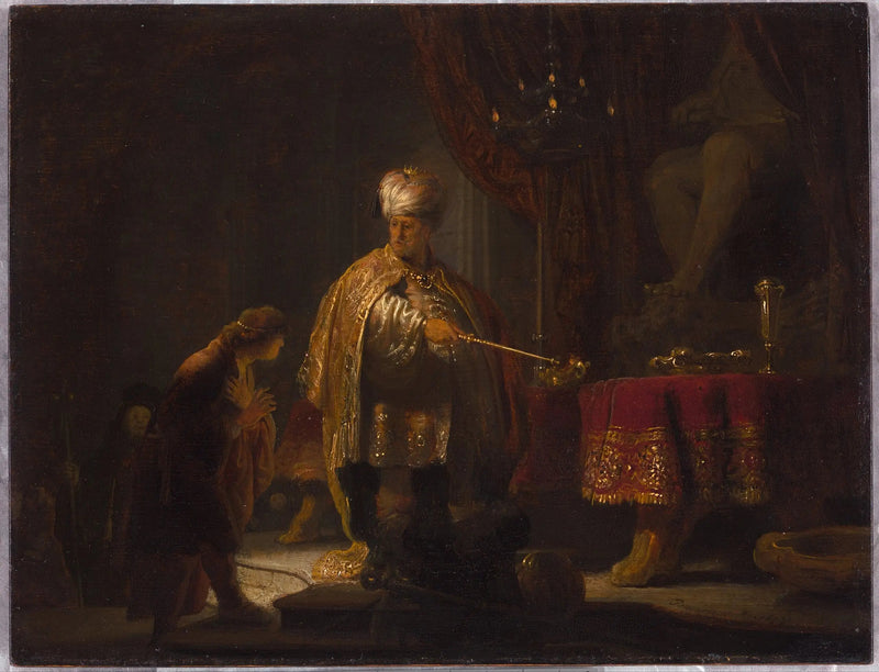 Daniel och Cyrus framför idolen Bel - Rembrandt