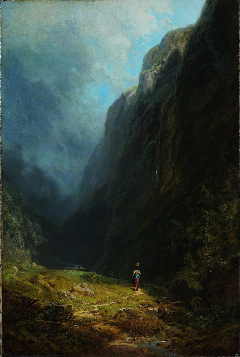 I den höga alpvallen (Landskap med berget Wendelstein) - Carl Spitzweg