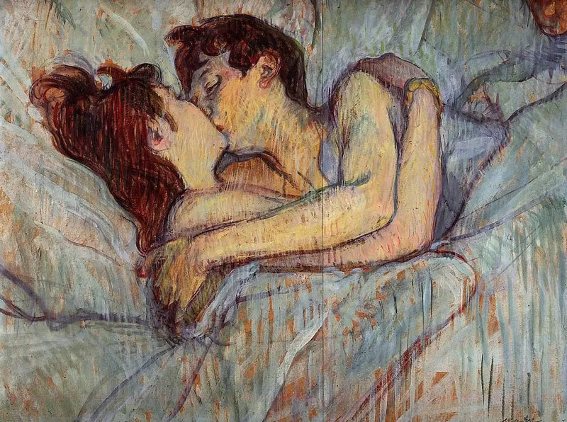I sängen, kyssen - Henri de Toulouse-Lautrec