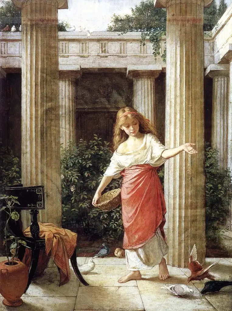 Reproduction du tableau « Dans le péristyle - John William Waterhouse » par Alpha Reproduction en peinture à l’huile