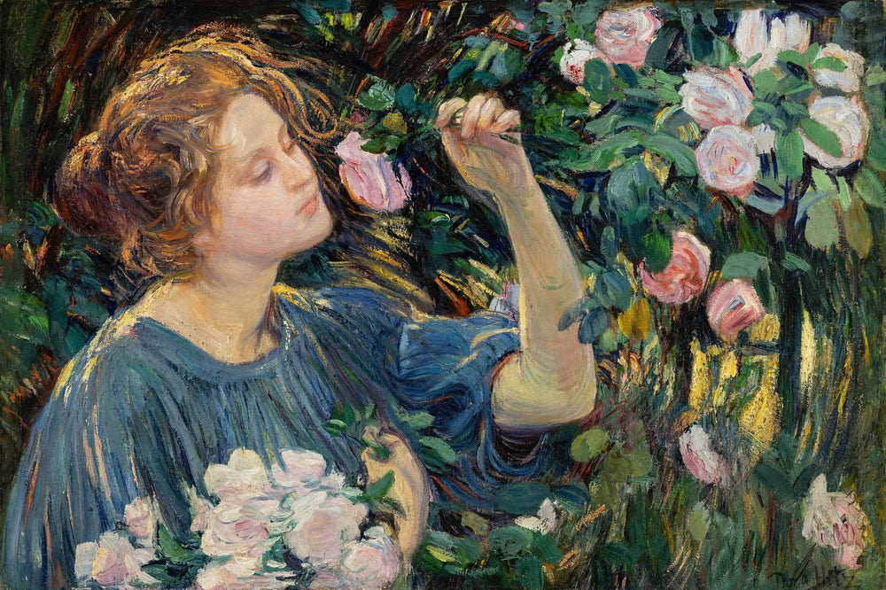 Dans les roses - Dora Hitz image 1 copie de tableau peinte à la main