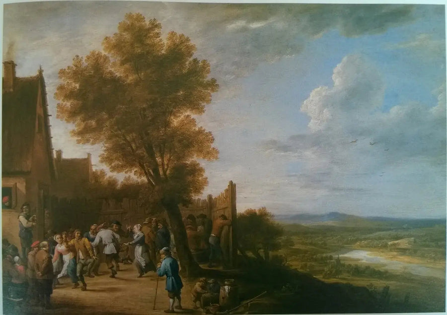 Bydans med utsikt över en flod - David Teniers den yngre