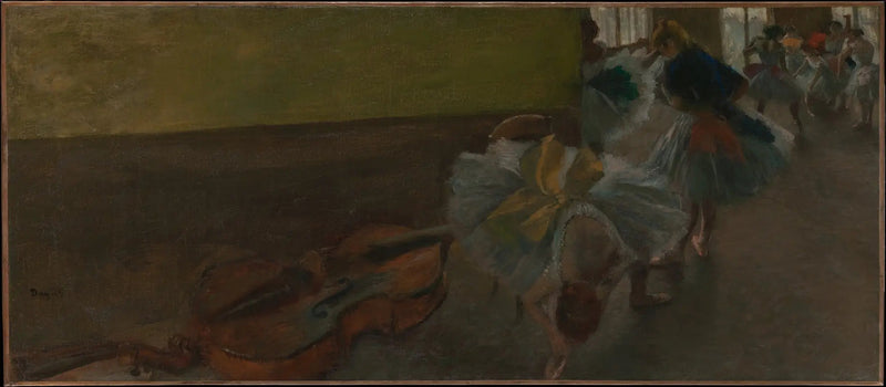 Dansare i repetitionssalen med en kontrabas - Edgar Degas