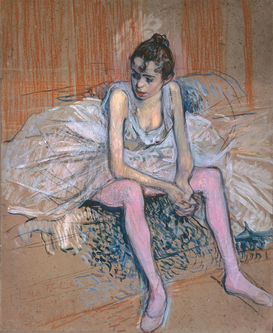 Sittande dansös med rosa strumpor - Henri de Toulouse-Lautrec