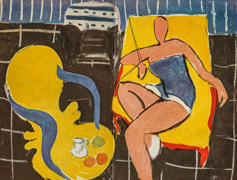 Dansare, svart bakgrund, rokoko fåtölj - Henri Matisse