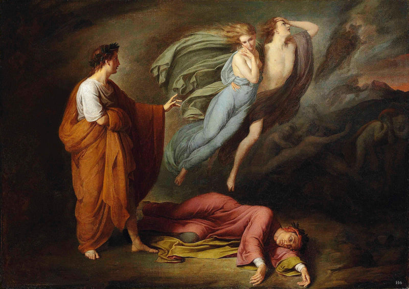 Dante och Virgile med Paolo och Francesca - Ary Scheffer
