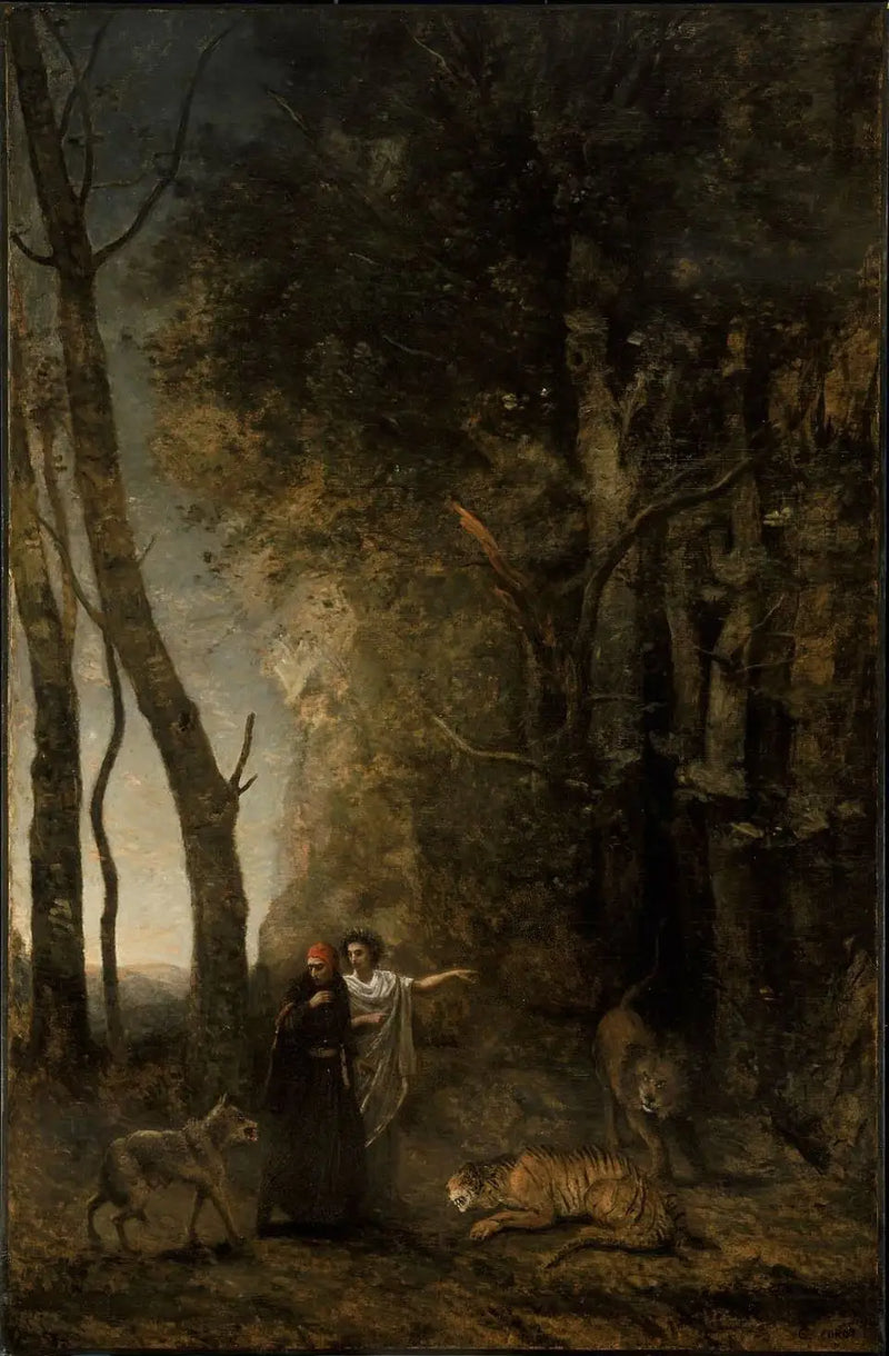 Dante och Virgilio - Jean-Baptiste Camille Corot