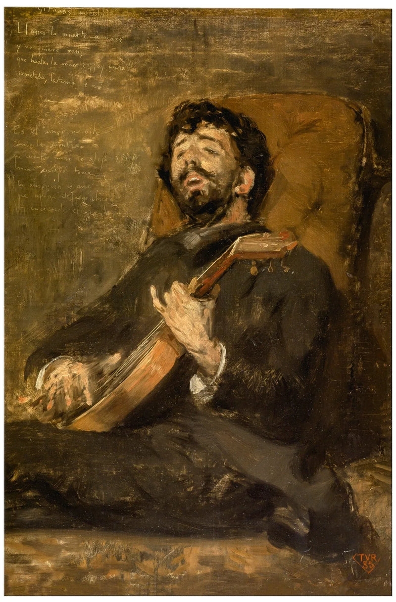 Darío de Regoyos som spelar gitarr - Thé van Rysselberghe