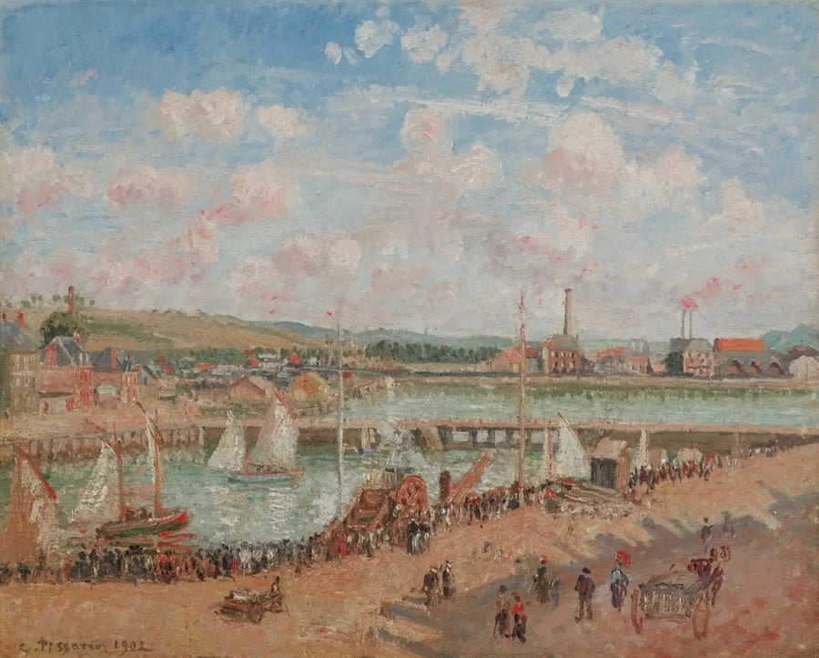 Fiskebåt, Dieppe, morgon, grått väder - Camille Pissarro