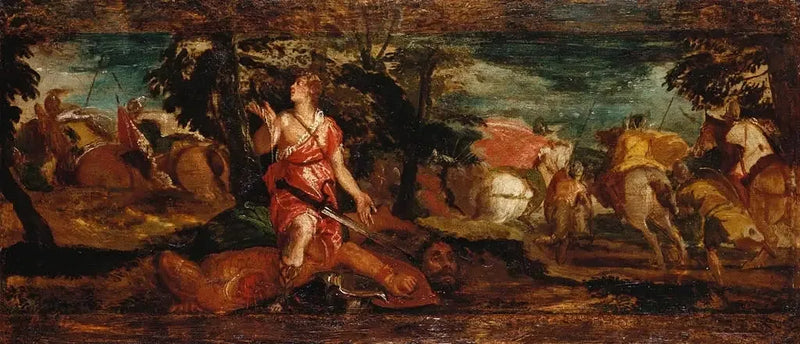 David segerrik över Goliat - Paul Véronèse