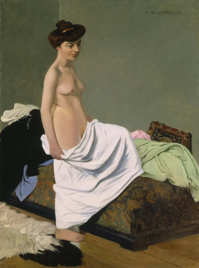 Naken stående kvinna med en klänning på knäna - Félix Vallotton