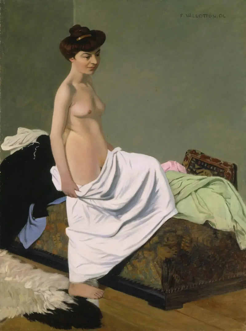 Naken stående kvinna med en klänning på knäna - Félix Vallotton