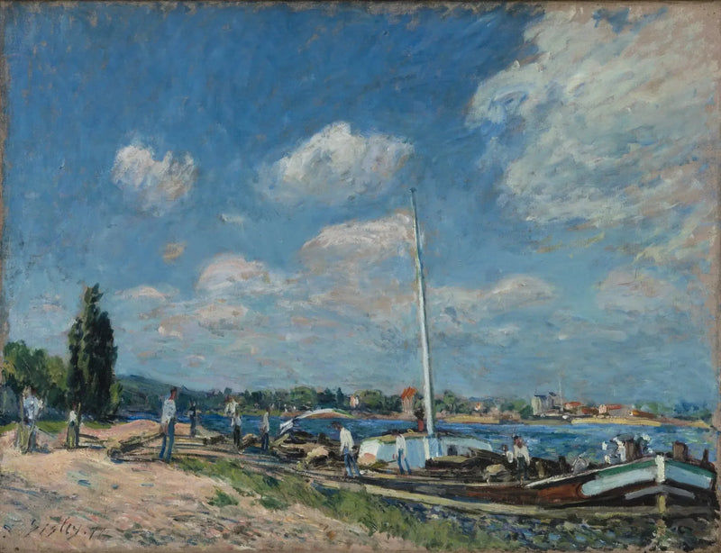 Lossning av pråmar i Billancourt - Alfred Sisley