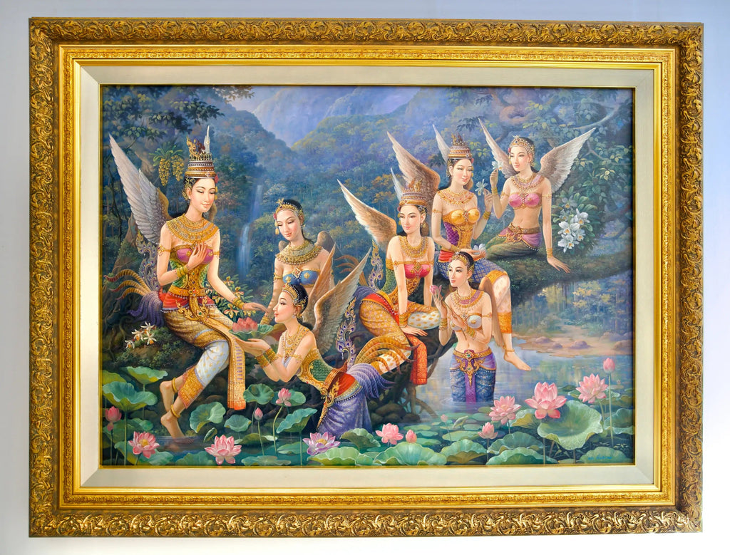 Déesse Kinnaree | 170 x 120 cm Reproductions de tableaux à la peinture à l’huile