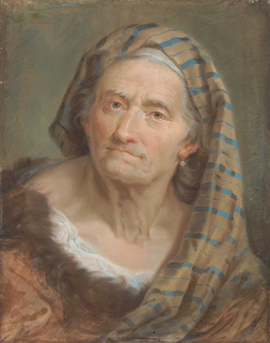 An Elderly Woman in a Striped Shawl - Giuseppe Nogari
