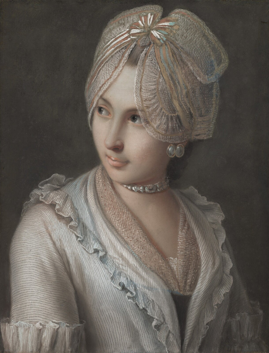 An Elegant Young Lady with a Lace Cap - Pietro Rotari