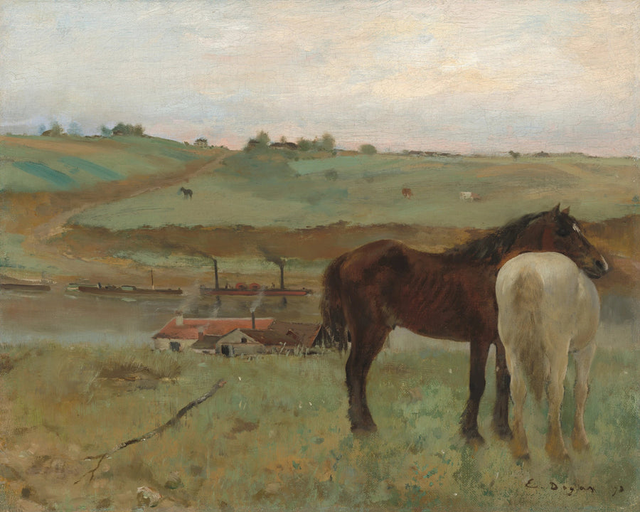 Hästar i en äng - Edgar Degas