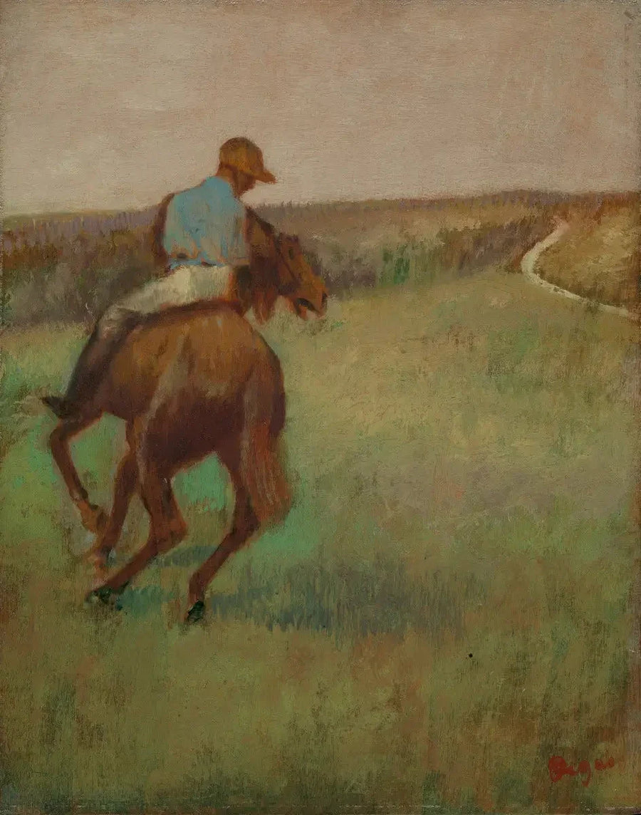 Jockey i blått på en fuxhäst - Edgar Degas