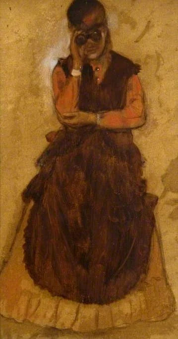 Flicka som tittar genom kikare - Edgar Degas