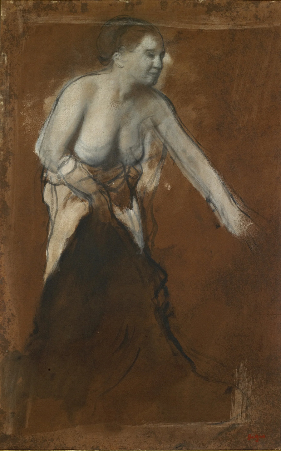 Ung kvinna halvklädd - Edgar Degas