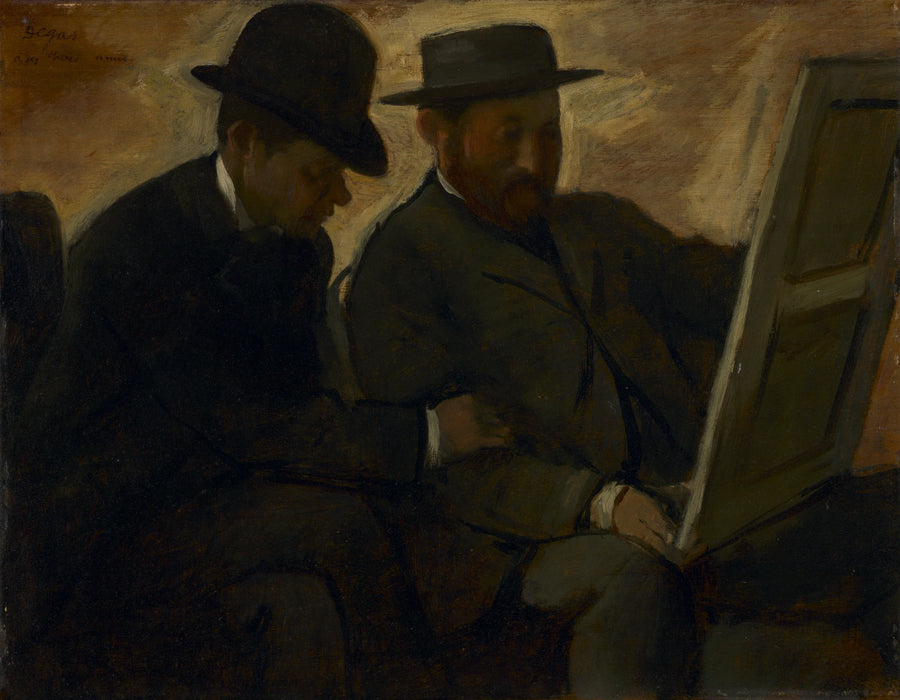 Paul Lafond och Alphonse Cherfils som granskar en målning - Edgar Degas