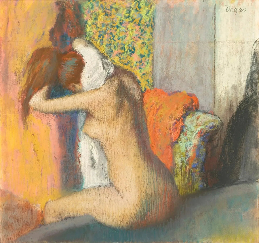 Efter badet, naken kvinna som torkar sig naken - Edgar Degas