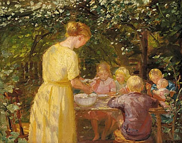 Lunch i trädgården - Anna Ancher