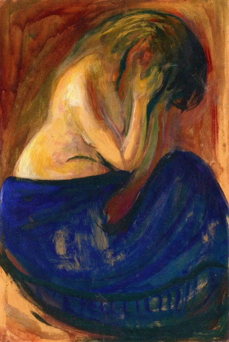 Halvnaken med blå kjol - Edvard Munch