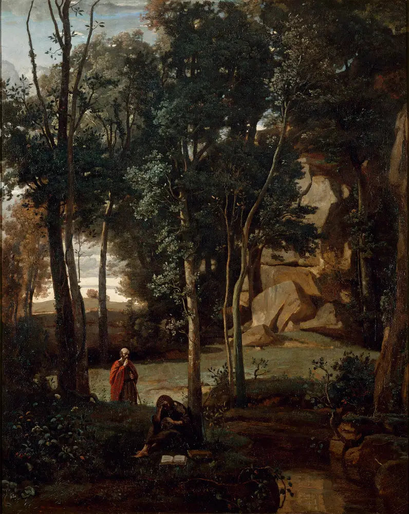Demokritos och Abdériterna, landskap - Jean-Baptiste Camille Corot