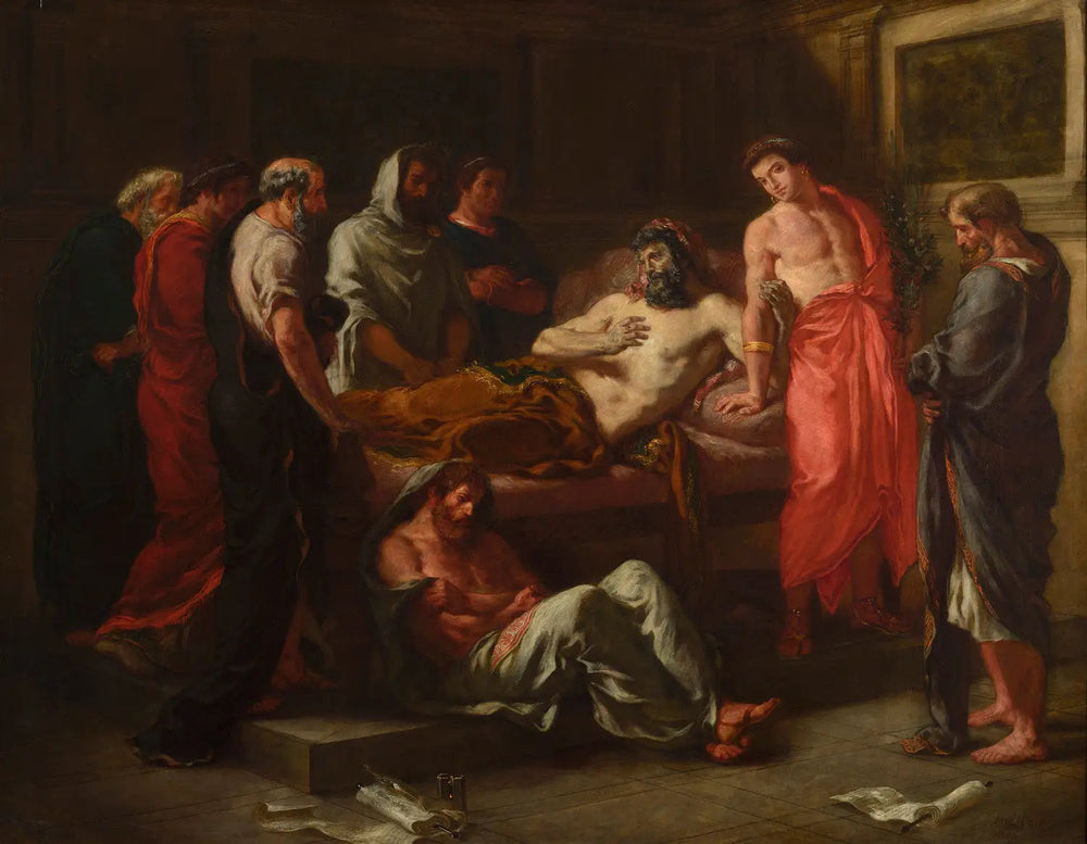 Reproduction du tableau « Dernières Paroles de l'empereur Marc Aurèle - Eugène Delacroix » par Alpha Reproduction en peinture à l’huile