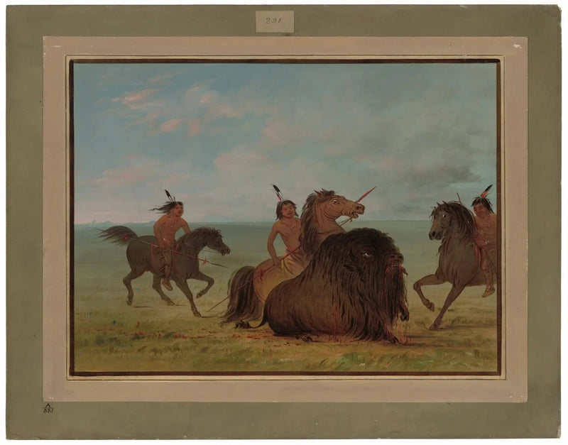 Camancheer släpper en hane-bison - George Catlin