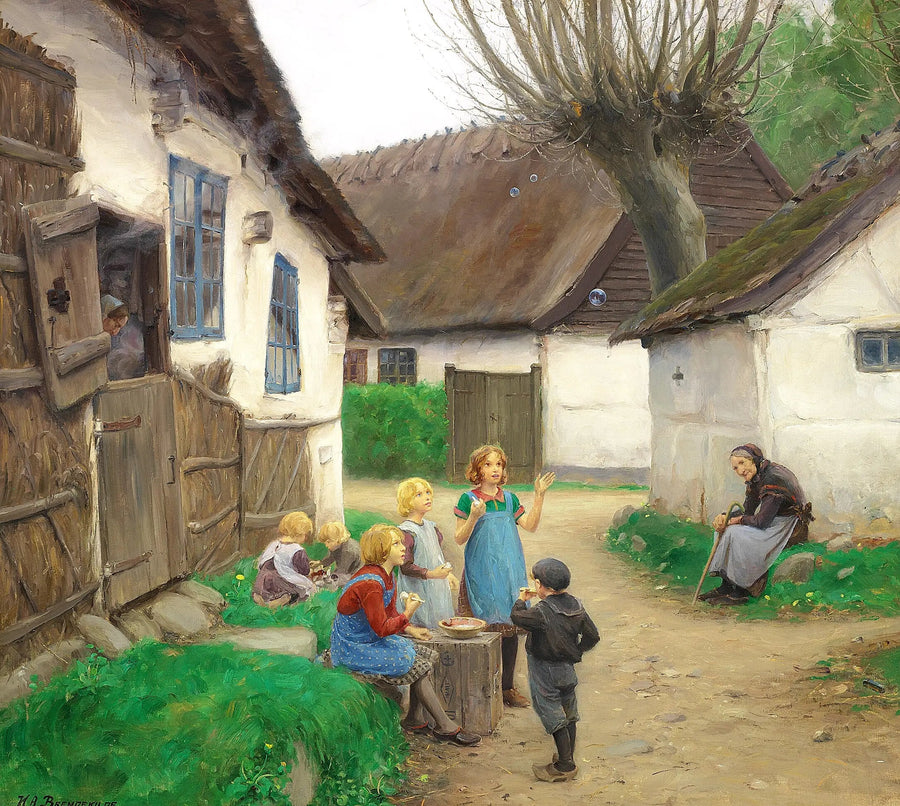 Barn gör bubblor. - H. A. Brendekilde