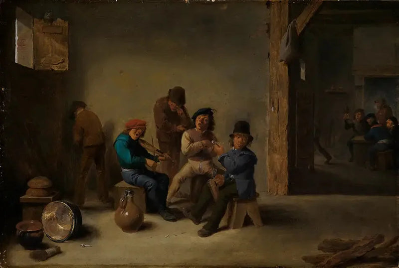 Bönder som dricker och röker i en värdshus - David Teniers den yngre