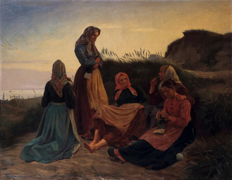 Flickor samlades på Sladrebakken en sommarkväll - Michael Peter Ancher