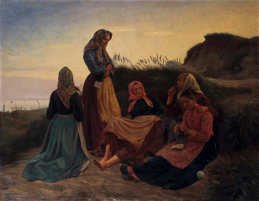 Flickor samlades på Sladrebakken en sommarkväll - Michael Peter Ancher