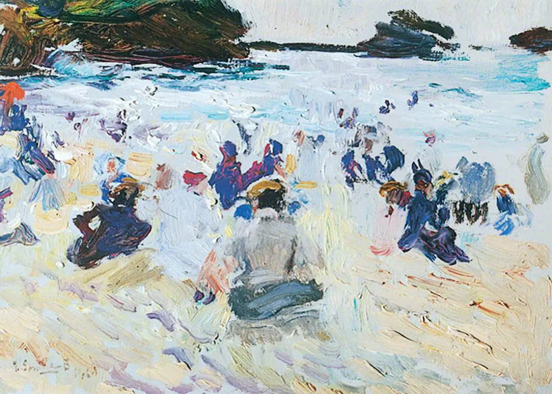 Människor som sitter på stranden - Joaquín Sorolla