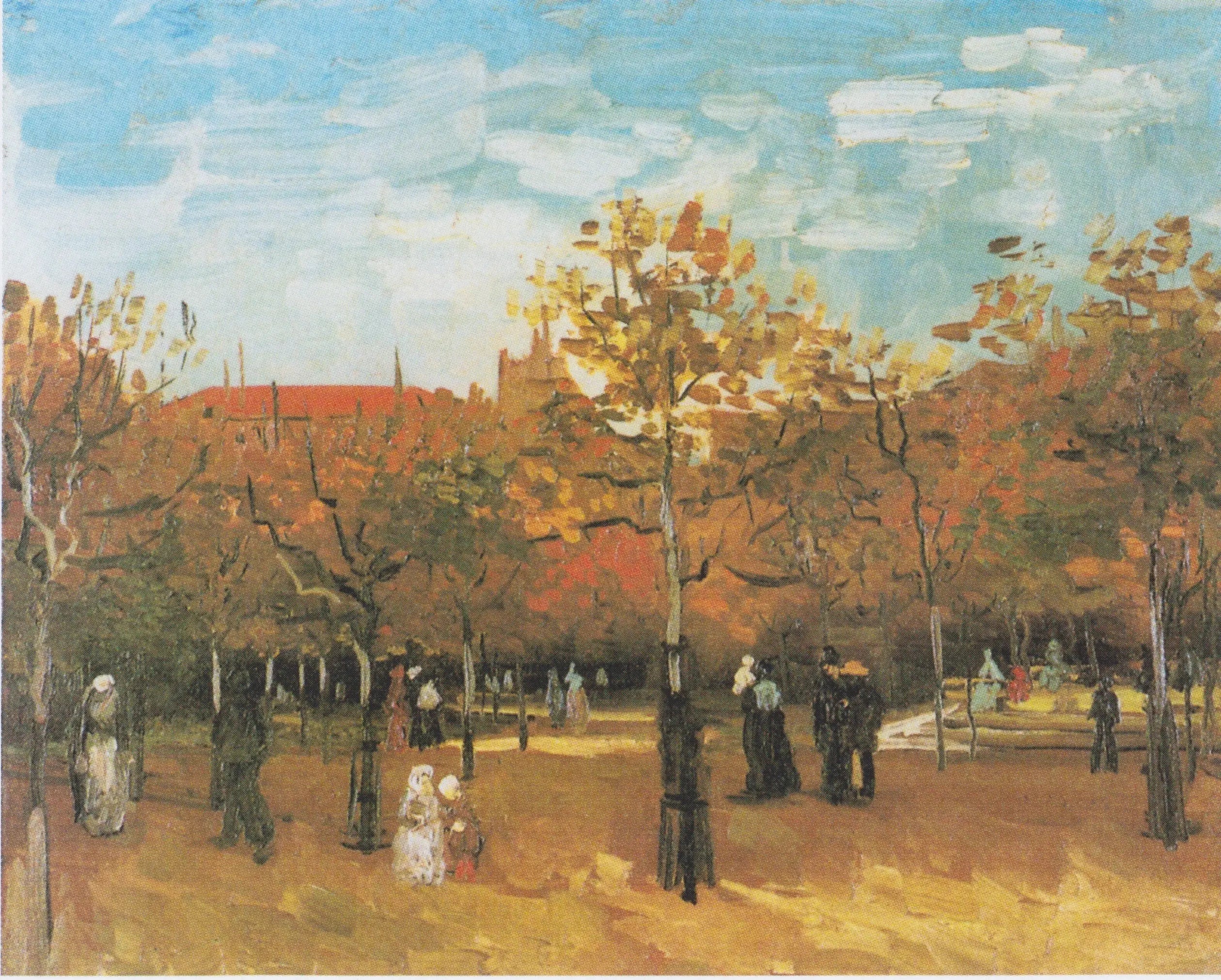 Des gens marchant dans un parc - Vincent van Gogh image 1 tableau peint à l’huile sur toile