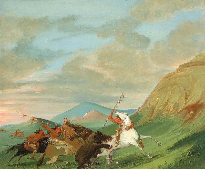Grizzlars attacker indianer till häst - George Catlin