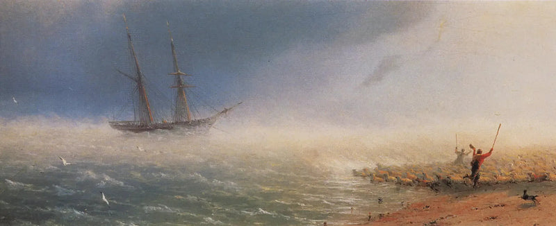 Får som drivs av stormen i havet. - Ivan Aivazovskij